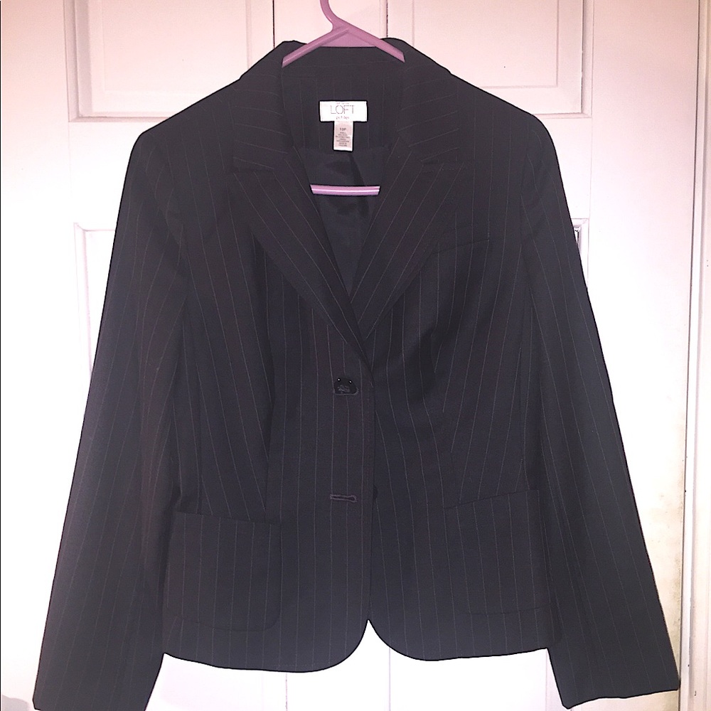 Black with gray pinstripes blazer